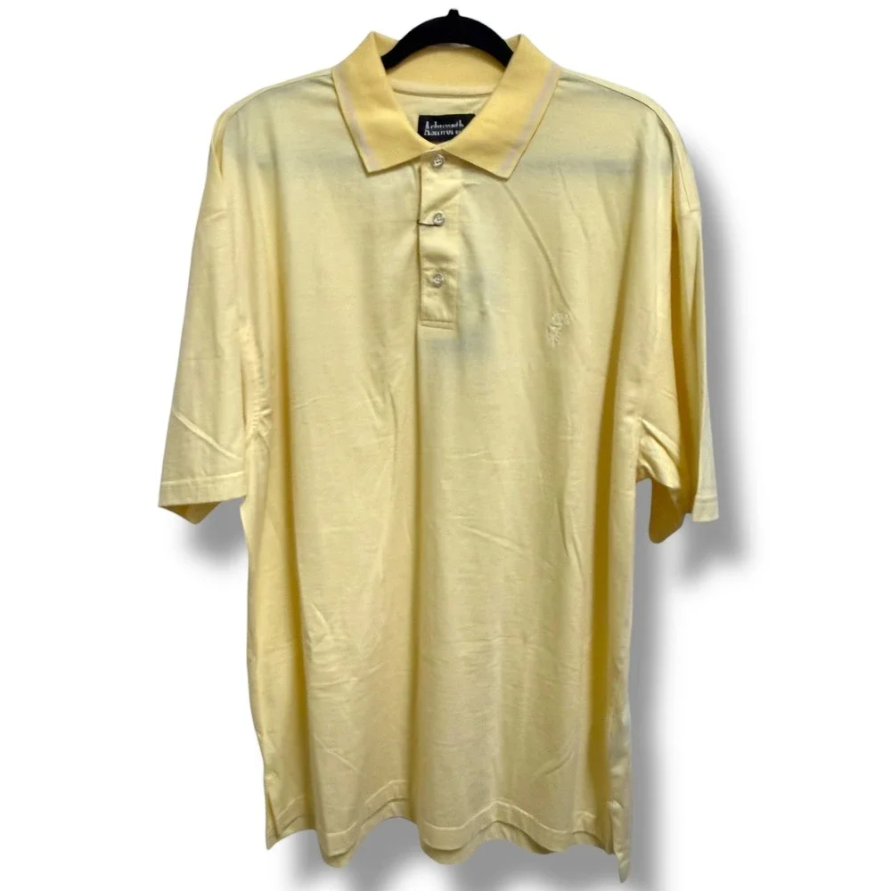 Ashworth Mens XL Yellow Striped Short‎ Sleeve Cotton Golf Polo Shirt AM 1271 NWT